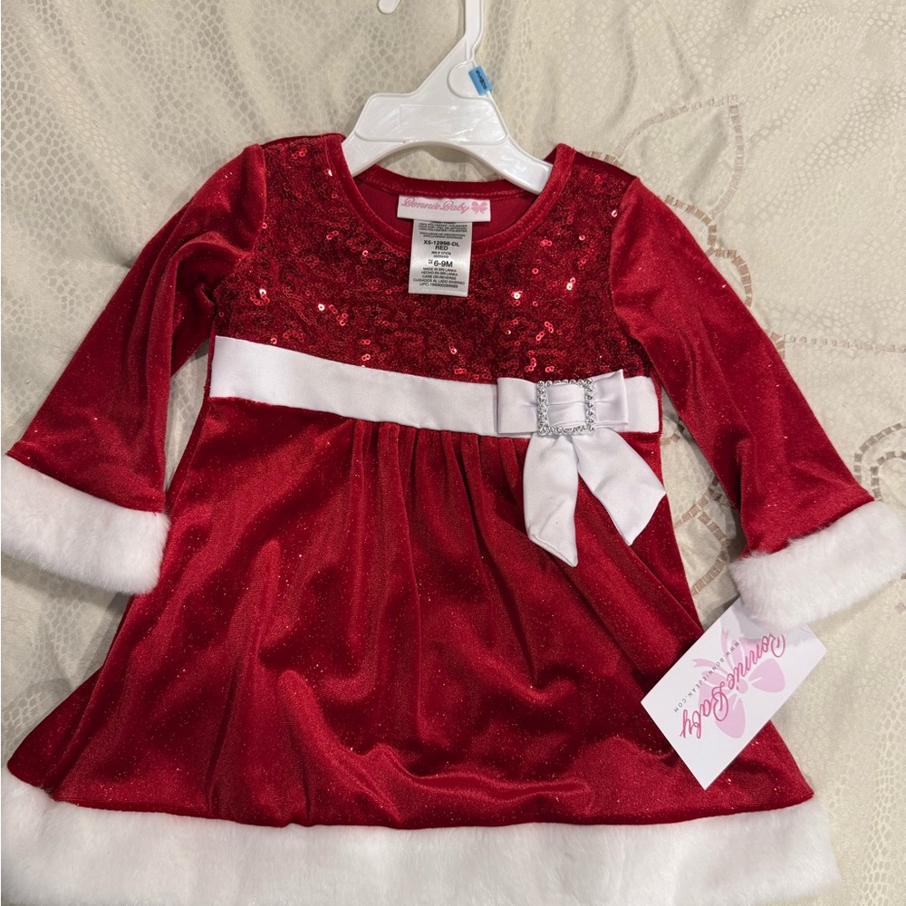 Bonnie Baby Red and White Holiday Dress